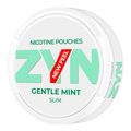 ZYN Gentle Mint slim nicotine pouches in a package, featuring refreshing mint flavor and smooth texture.